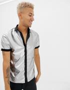 Boohooman Regular Fit Shirt In Silver - Silver