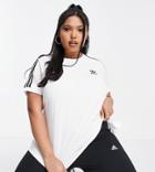 Adidas Originals Plus Adicolor Three Stripe T-shirt In White