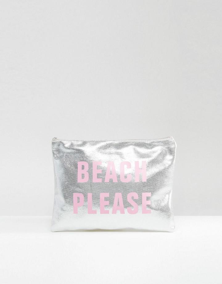 South Beach Beach Please Metallic Pouch - Pink