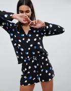 Asos Design Mix & Match Brush Stroke Short In 100% Woven Modal - Multi