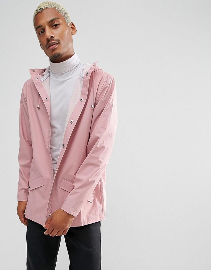 Rains Short Waterproof Jacket In Pink - Red