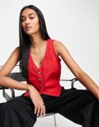 River Island Denim Vest In Bright Red - Part Of A Set