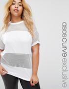 Asos Curve Oversized T-shirt With Mesh Panels - White