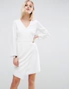 Asos Crepe Mini Wrap Dress - Cream