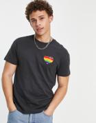 Abercrombie & Fitch Pride Capsule Flip Sequin Heart T-shirt In Dark Gray