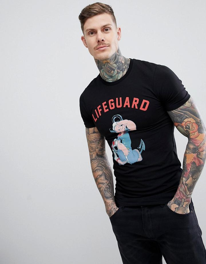 Asos Design Popeye Muscle T-shirt - Black