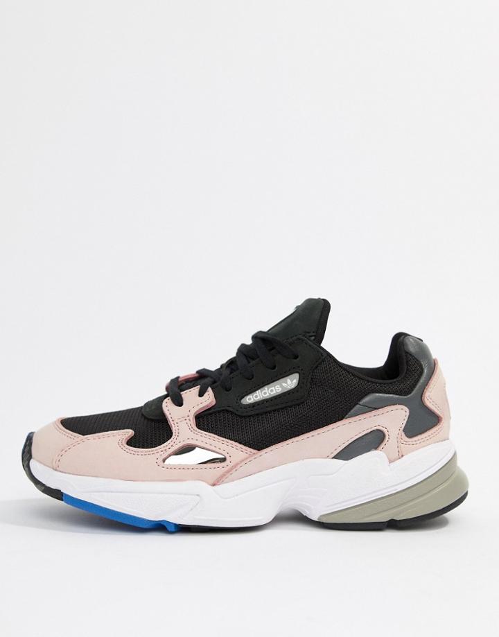 Adidas Originals Falcon Sneaker In Black And Pink - Multi