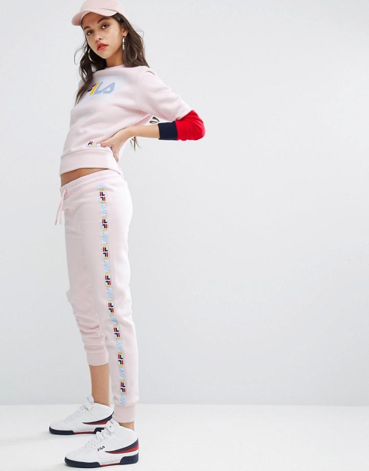 Fila Slim Leg Joggers With Tape Detail - Pink