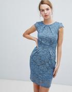 Qed London Lace Tulip Dress - Blue