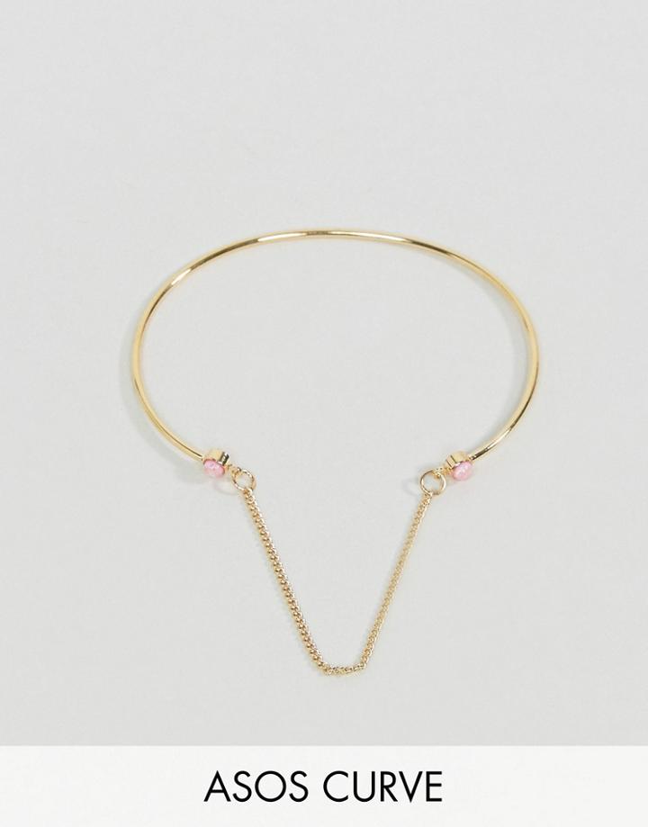 Asos Curve Faux Opal Stone Linked Chain Cuff Bracelet - Gold