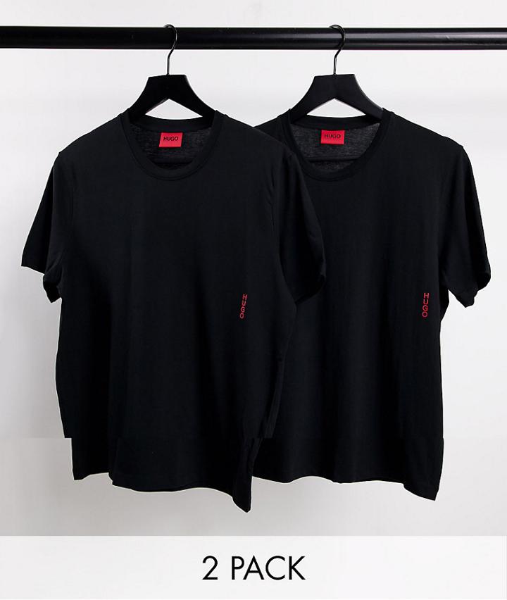 Hugo Bodywear 2 Pack T-shirts With Vertical Side Logo In Black