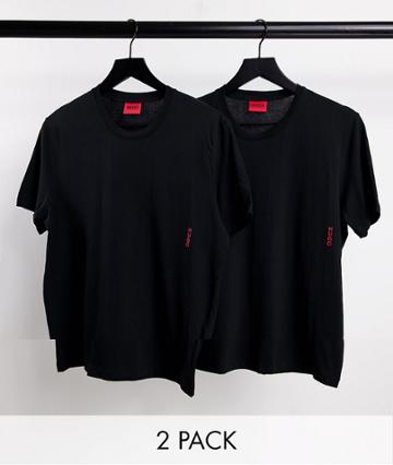 Hugo Bodywear 2 Pack T-shirts With Vertical Side Logo In Black