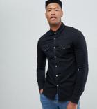 Asos Design Tall Skinny Western Denim Shirt In Black - Black