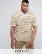 Asos Plus Oversized Retro Stripe T-shirt - White