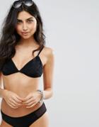 Noisy May Lightening Bolts Mesh Bikini Top-black