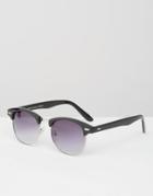 7x Retro Sunglasses Black With Smoke Lenses - Black