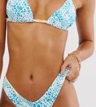 Kulani Kinis Exclusive Reversible V Cheeky High Leg Bikini Bottom In Leopard Print-multi
