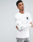 Jack & Jones Originals Long Sleeve T-shirt With Graphic And Arm Print - White