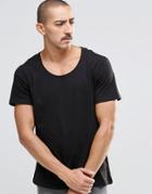 Weekday Daniel Scoop Neck T-shirt In Black - Black