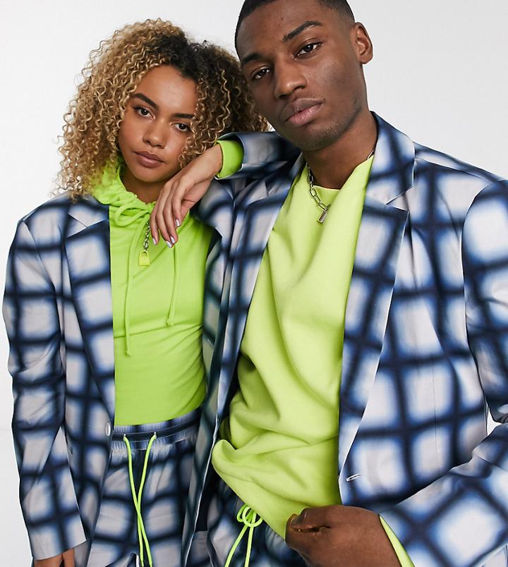 Collusion Unisex Oversized Check Blazer-blues