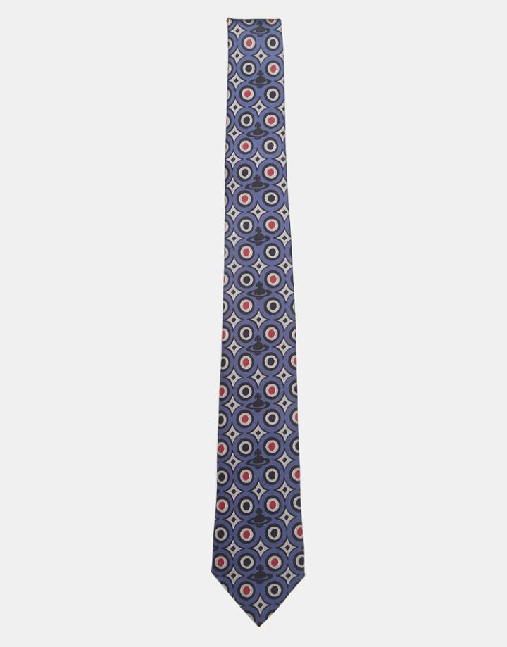 Vivienne Westwood Orb Pattern Tie 7cm - Navy