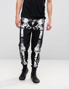Asos Halloween Joggers With Skeleton Print - Black