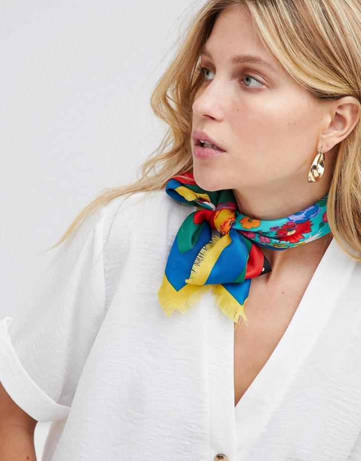 Mango Bold Printed Floral Scarf In Multi - Multi