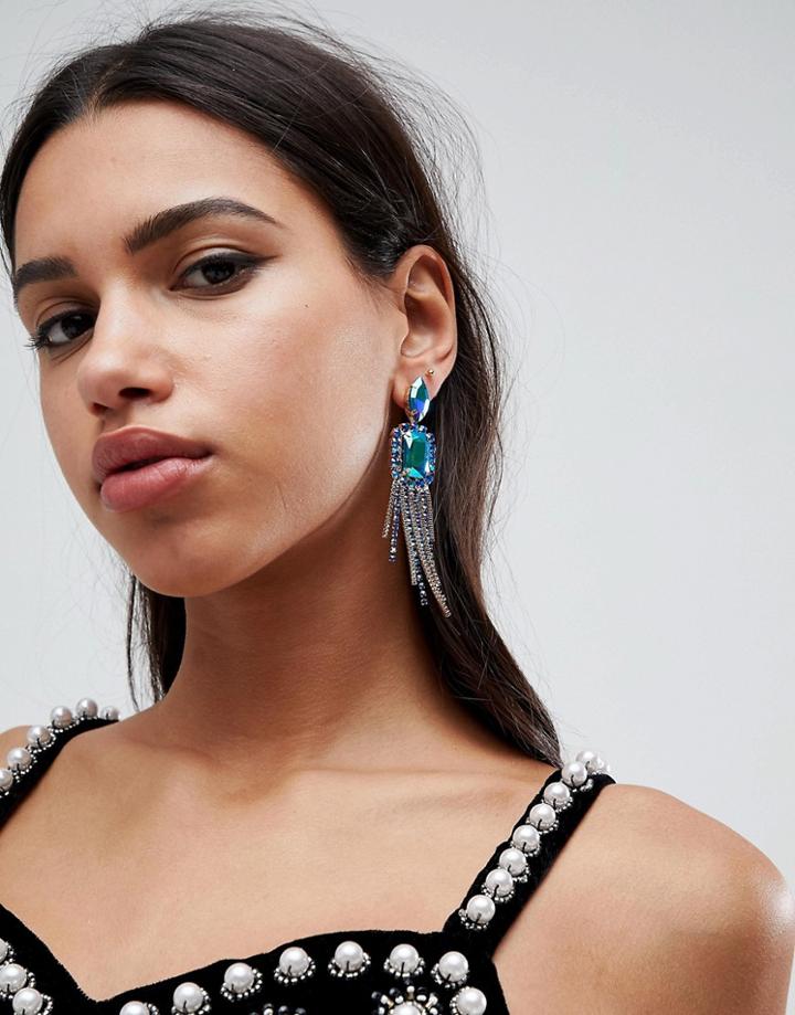 Asos Gem Tassel Drop Earrings - Multi