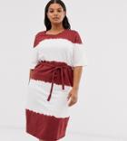 Junarose Tie Front Tie Dye T-shirt Midi Dress - Brown