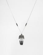 Asos Eagle Feather Necklace - Black