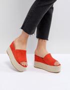Raid Ayanna Orange Flatform Espadrille Mules - Orange