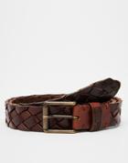 Tommy Hilfiger Braided Leather Belt - Brown