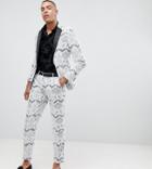 Asos Edition Tall Skinny Tuxedo Suit Jacket In White Lace - White