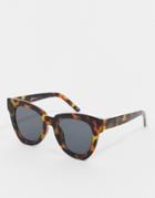 Asos Design Chunky Flare Cat Eye Sunglasses-brown