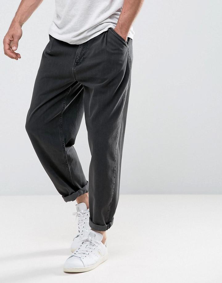 Asos Oversized Jeans In Washed Black - Black