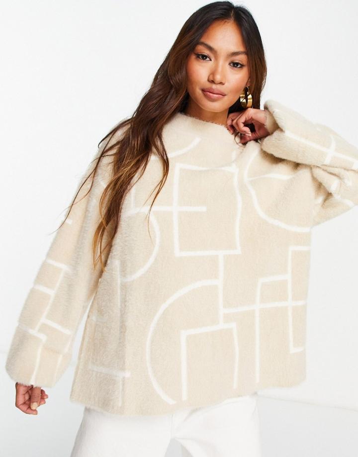 Na-kd Jacquard Knit Sweater In Beige-neutral