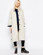 Monki Oversized Trench With Button Detail - Gray