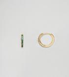 Orelia Gold Plated Emerald Green Pave Hoop Earrings - Gold
