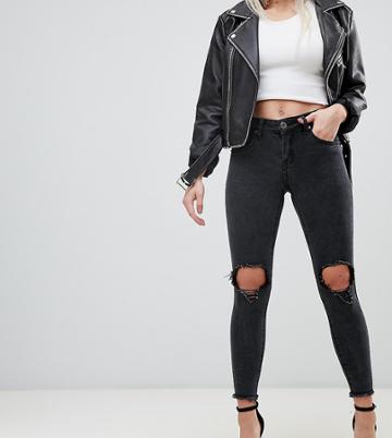 Liquor N Poke Petite Mid Rise Skinny Jeans - Black