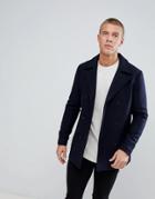 Just Junkies Double Breasted Wool Mix Coat - Navy