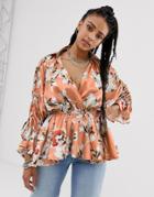 Sacred Hawk Ruched Blouse With Cut Out Back Detail-pink