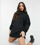 Asos Design Tall Hoodie Sweat Dress In Black