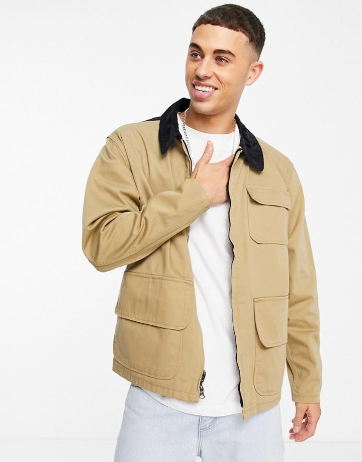 Levi's Skateboarding Hunters Cord Collar 3 Pocket Jacket In Two Tone Harvest Gold Beige-neutral