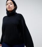 Asos Design Curve Oversized Slouchy Roll Neck Sweater - Black