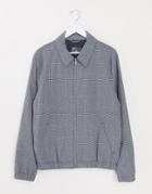 Asos Design Harrington Zip Through Jacket In Black And Gray Check