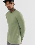 Asos Design Muscle Sweatshirt In Khaki - Green