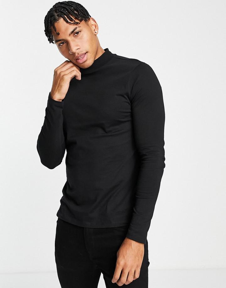 New Look Long Sleeve Turtleneck T-shirt In Black