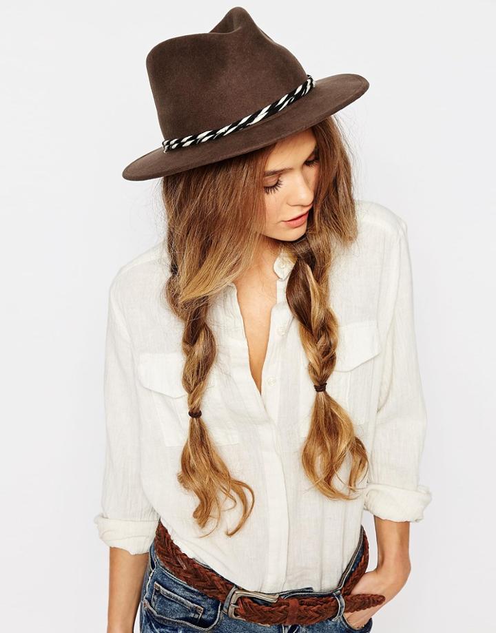 Brixton Felt Fedora With Twisted Cotton Band - Brown