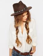 Brixton Felt Fedora With Twisted Cotton Band - Brown
