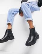New Look Chunky Faux Leather Flat Chelsea Boot In Black